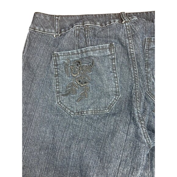 Venezia Womens Denim Embroidered Jeans Blue Cotton/Spandex Bootcut Style Size 18 - Picture 10 of 14